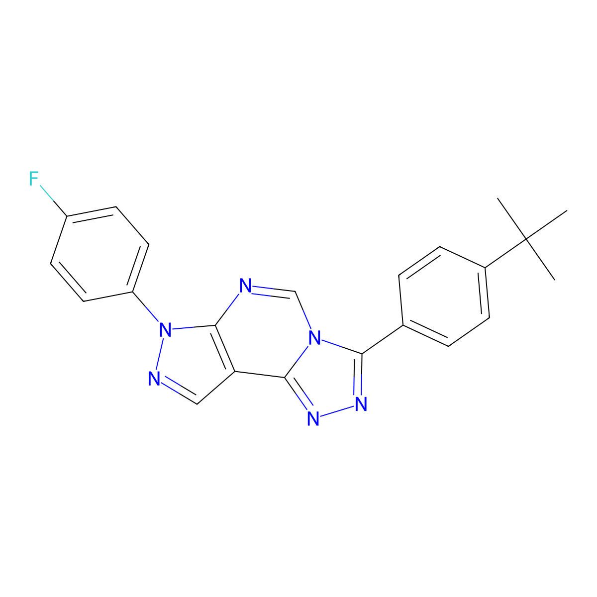 3-(4-tert-butylphenyl)-7-(4-fluorophenyl)-7H-pyrazolo[4,3-e][1,2,4]triazolo[4,3-c]pyrimidine molecular structure, CAS 848684-80-0