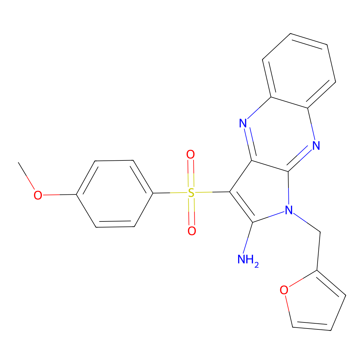 1-(Furan-2-ylmethyl)-3-(4-methoxyphenyl)sulfonylpyrrolo[3,2-b]quinoxalin-2-amine molecular structure, CAS 848684-92-4