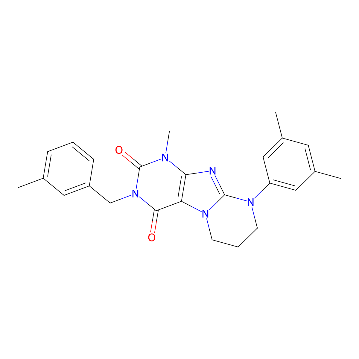 9-(3,5-dimethylphenyl)-1-methyl-3-[(3-methylphenyl)methyl]-7,8-dihydro-6H-purino[7,8-a]pyrimidine-2,4-dione molecular structure, CAS 848686-30-6