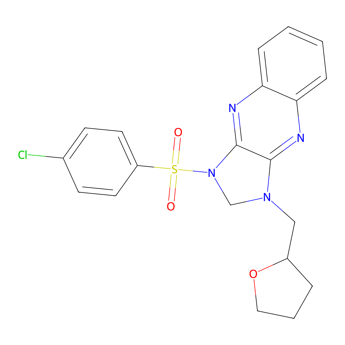 1-((4-chlorophenyl)sulfonyl)-3-((tetrahydrofuran-2-yl)methyl)-2,3-dihydro-1H-imidazo[4,5-b]quinoxaline molecular structure, CAS 848686-38-4
