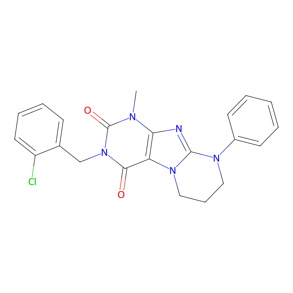 3-[(2-chlorophenyl)methyl]-1-methyl-9-phenyl-7,8-dihydro-6H-purino[7,8-a]pyrimidine-2,4-dione molecular structure, CAS 848687-08-1