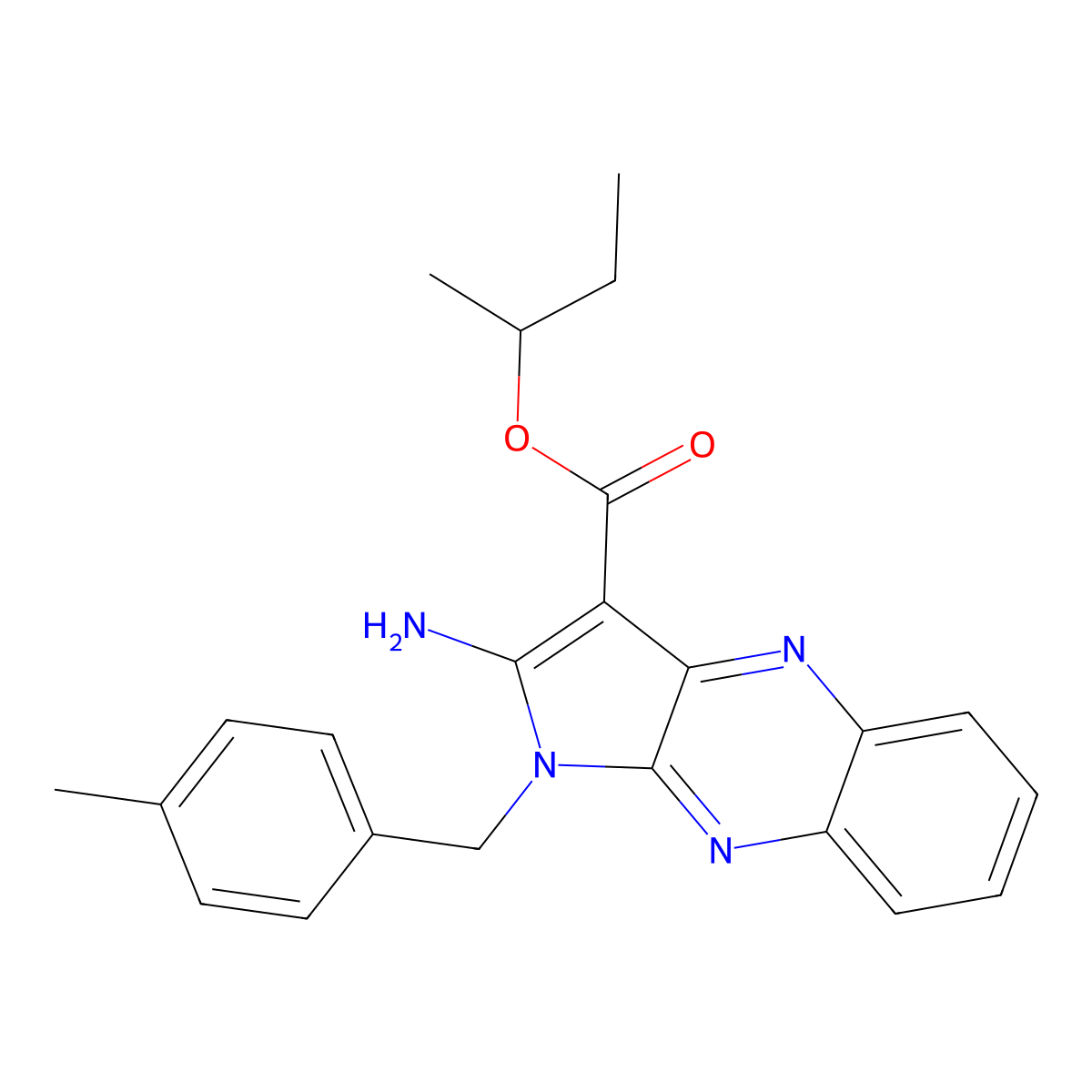 Butan-2-yl 2-amino-1-[(4-methylphenyl)methyl]pyrrolo[3,2-b]quinoxaline-3-carboxylate molecular structure, CAS 848687-44-5
