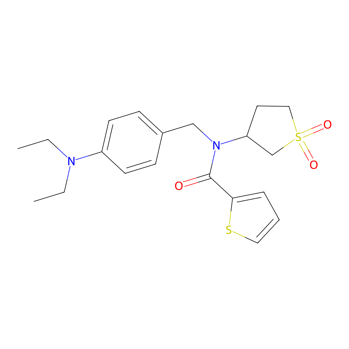 N-[4-(diethylamino)benzyl]-N-(1,1-dioxidotetrahydrothiophen-3-yl)thiophene-2-carboxamide molecular structure, CAS 848687-51-4