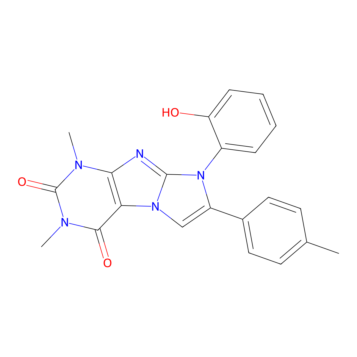 6-(2-Hydroxyphenyl)-2,4-dimethyl-7-(4-methylphenyl)purino[7,8-a]imidazole-1,3-dione molecular structure, CAS 848687-92-3
