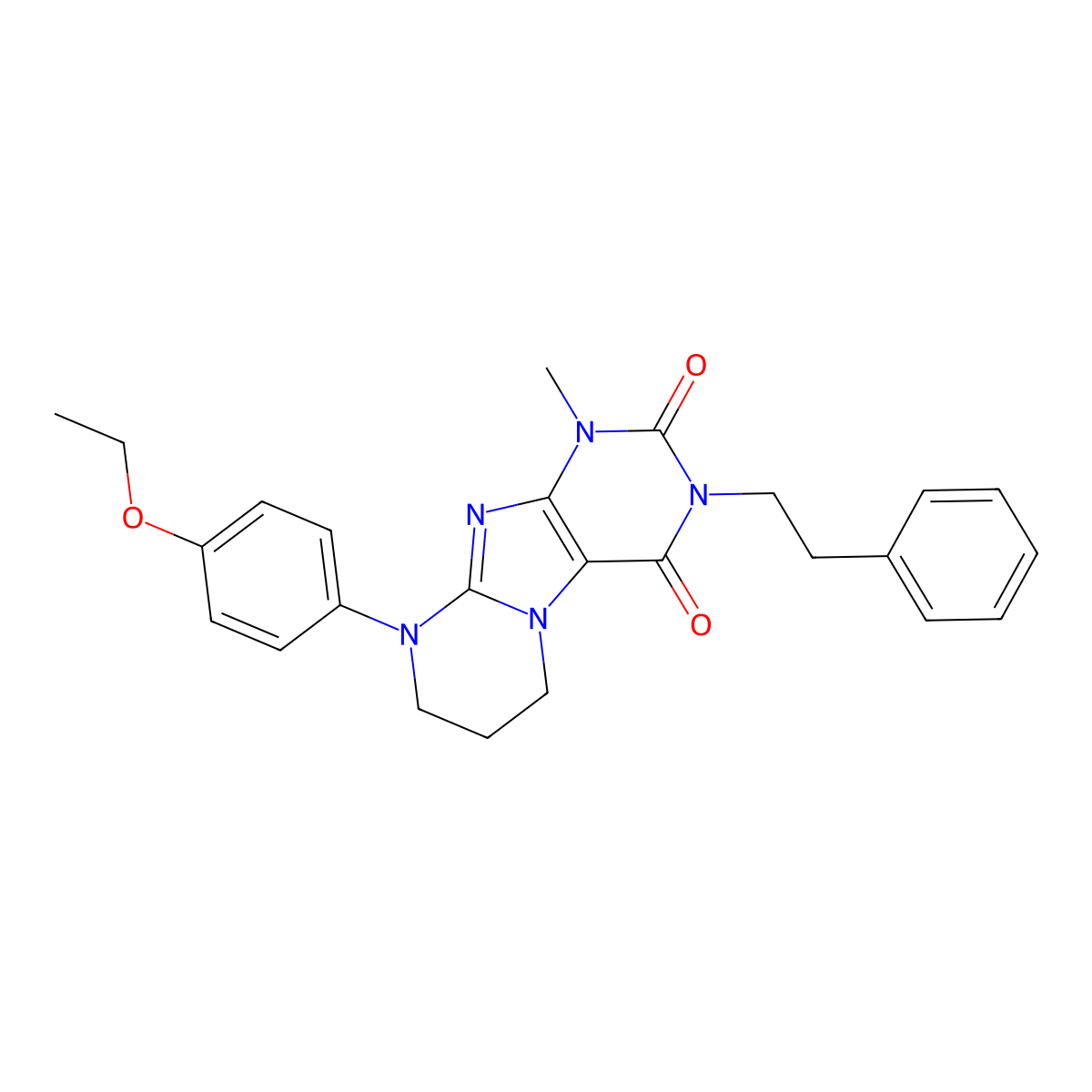9-(4-ethoxyphenyl)-1-methyl-3-phenethyl-6,7,8,9-tetrahydropyrimido[2,1-f]purine-2,4(1H,3H)-dione molecular structure, CAS 848688-23-3