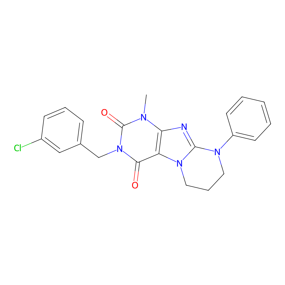 3-[(3-chlorophenyl)methyl]-1-methyl-9-phenyl-7,8-dihydro-6H-purino[7,8-a]pyrimidine-2,4-dione molecular structure, CAS 848688-43-7