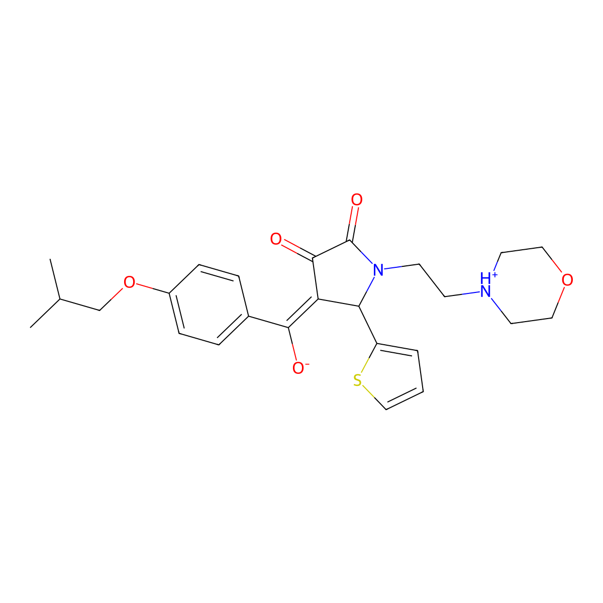 3-hydroxy-4-[4-(2-methylpropoxy)benzoyl]-1-[2-(morpholin-4-yl)ethyl]-5-(thiophen-2-yl)-2,5-dihydro-1H-pyrrol-2-one molecular structure, CAS 848688-75-5