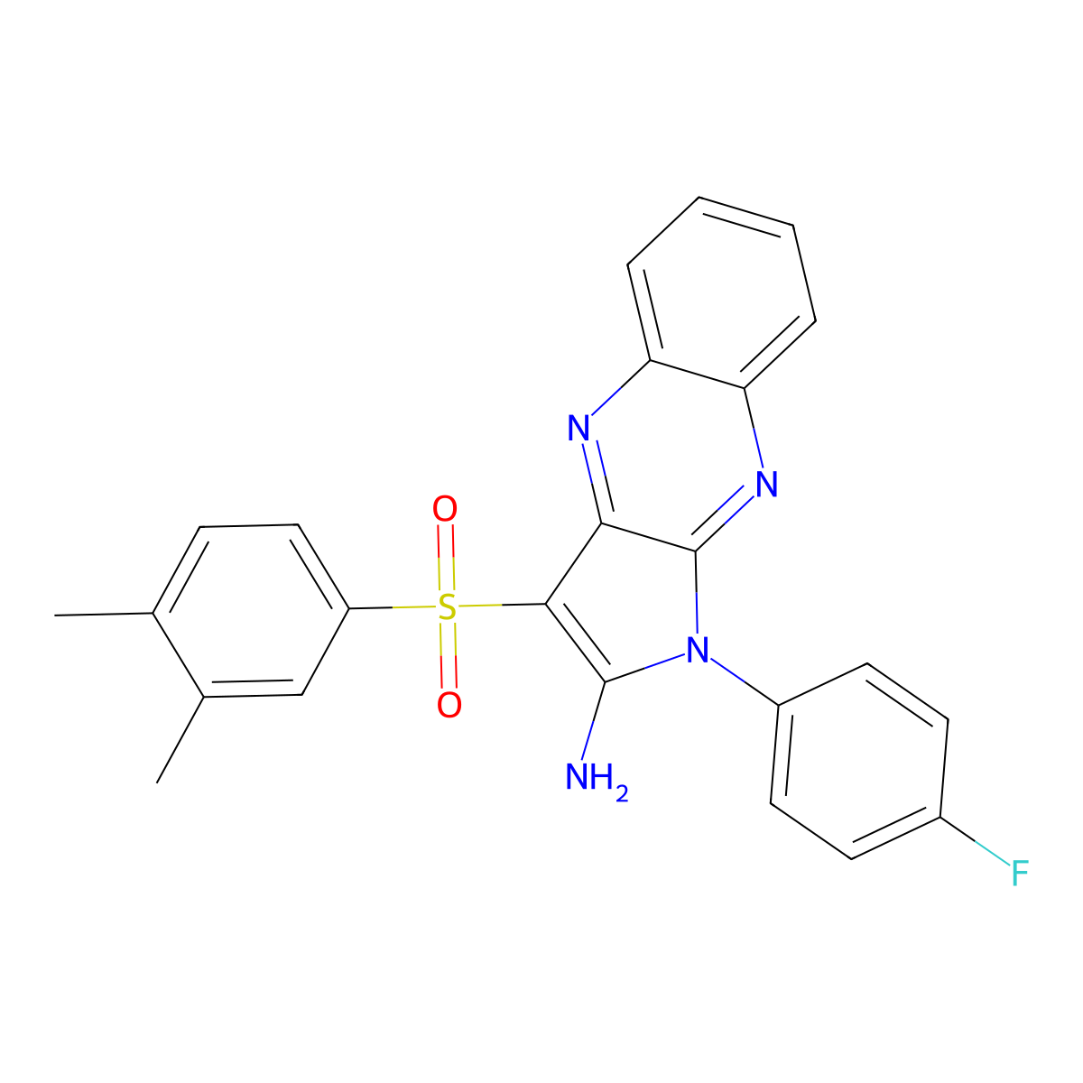 3-(3,4-Dimethylphenyl)sulfonyl-1-(4-fluorophenyl)pyrrolo[3,2-b]quinoxalin-2-amine molecular structure, CAS 848689-28-1