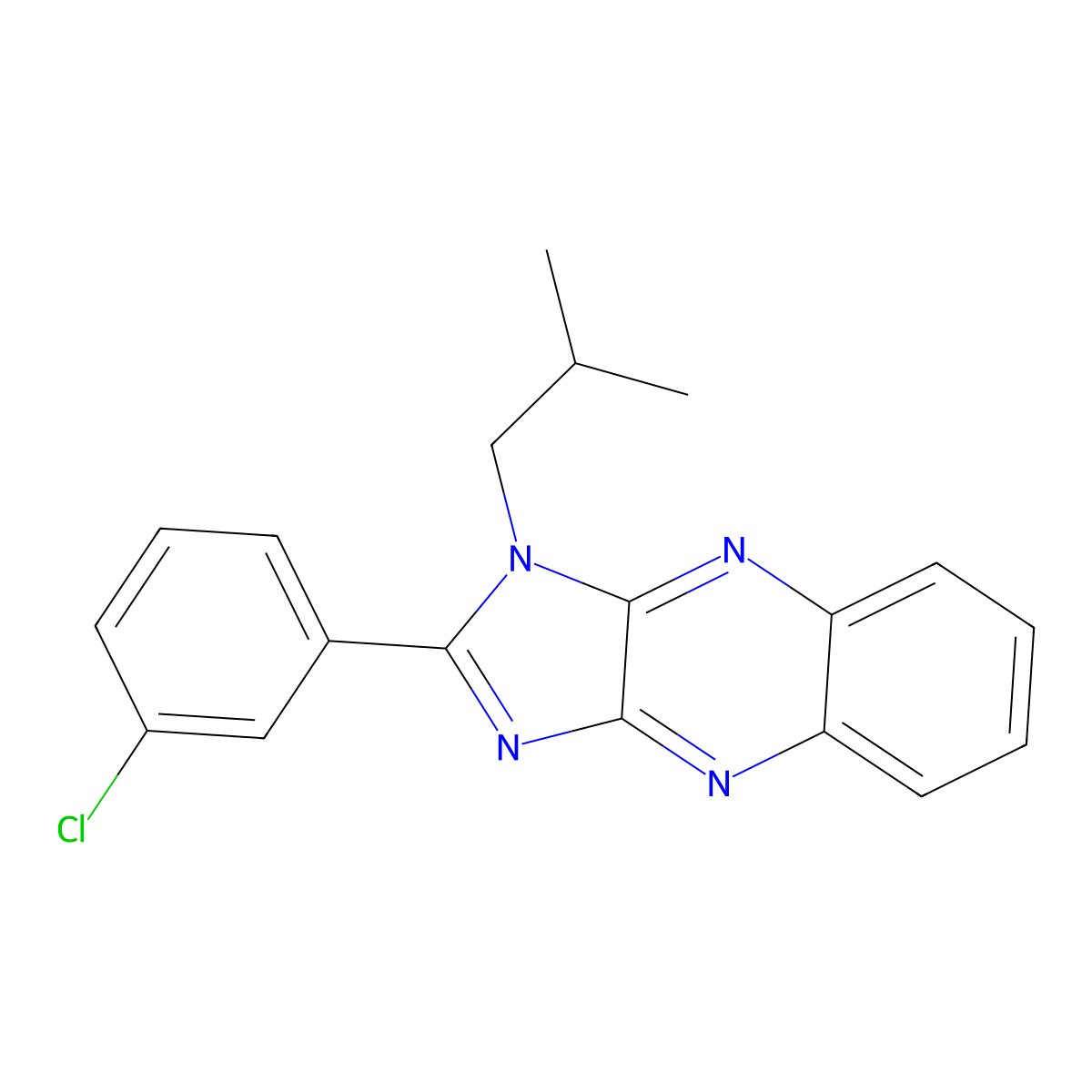 2-(3-chlorophenyl)-1-isobutyl-1H-imidazo[4,5-b]quinoxaline molecular structure, CAS 848689-33-8