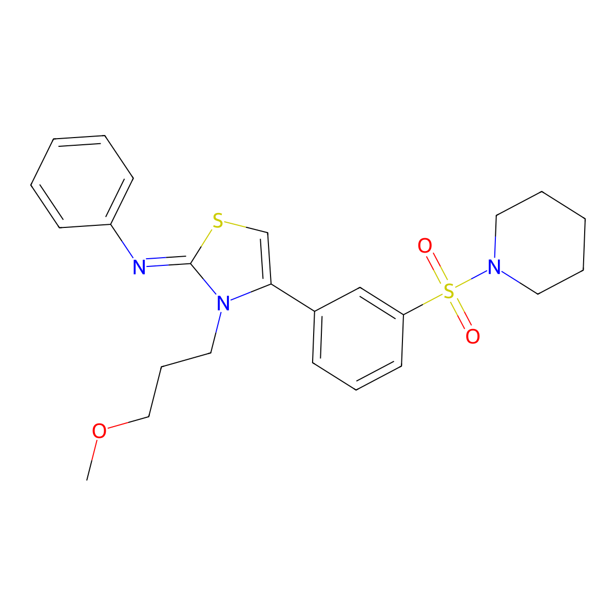N-[(2Z)-3-(3-methoxypropyl)-4-[3-(piperidin-1-ylsulfonyl)phenyl]-1,3-thiazol-2(3H)-ylidene]aniline molecular structure, CAS 848689-53-2