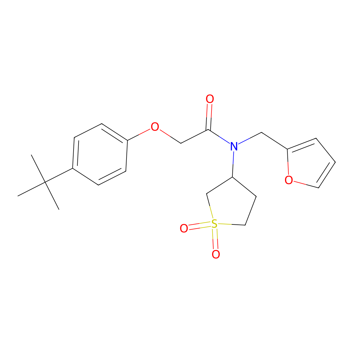 2-(4-tert-butylphenoxy)-N-(1,1-dioxidotetrahydrothiophen-3-yl)-N-(furan-2-ylmethyl)acetamide molecular structure, CAS 848689-62-3