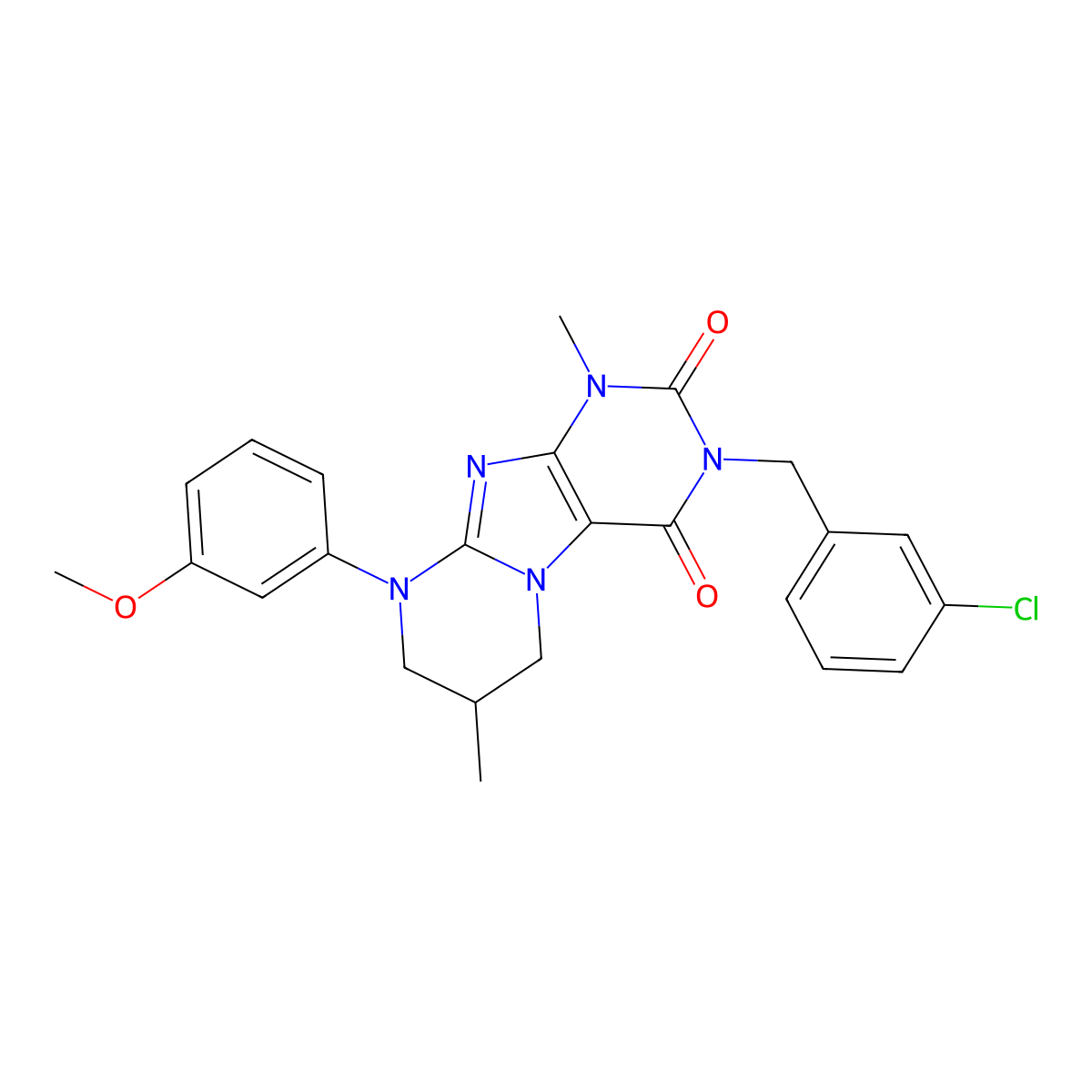 3-[(3-chlorophenyl)methyl]-9-(3-methoxyphenyl)-1,7-dimethyl-7,8-dihydro-6H-purino[7,8-a]pyrimidine-2,4-dione molecular structure, CAS 848689-80-5