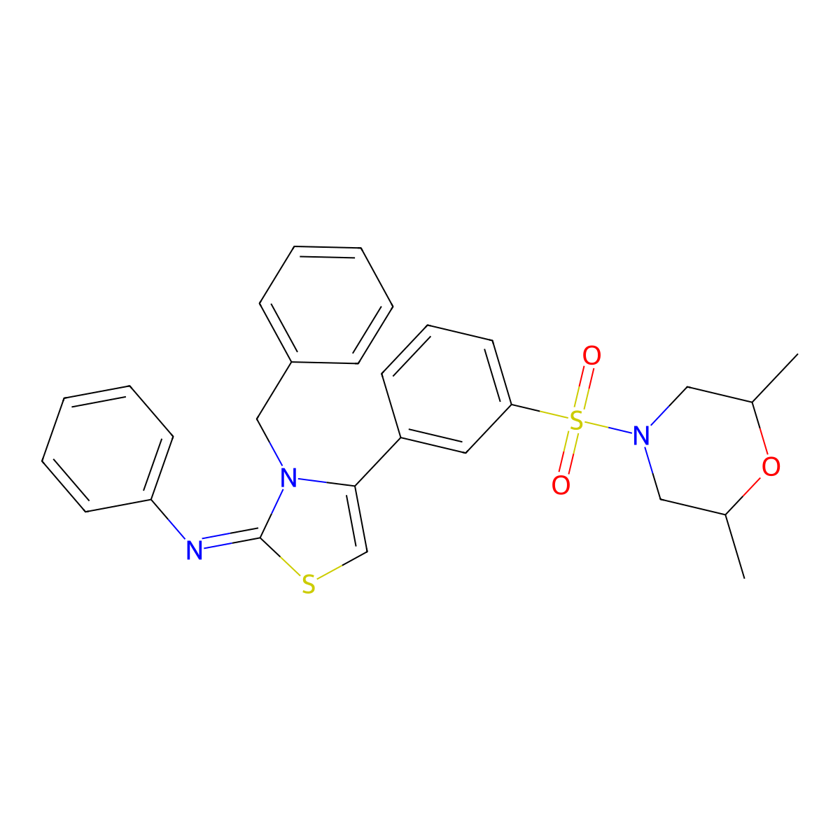 N-[(2Z)-3-benzyl-4-{3-[(2,6-dimethylmorpholin-4-yl)sulfonyl]phenyl}-1,3-thiazol-2(3H)-ylidene]aniline molecular structure, CAS 848689-83-8