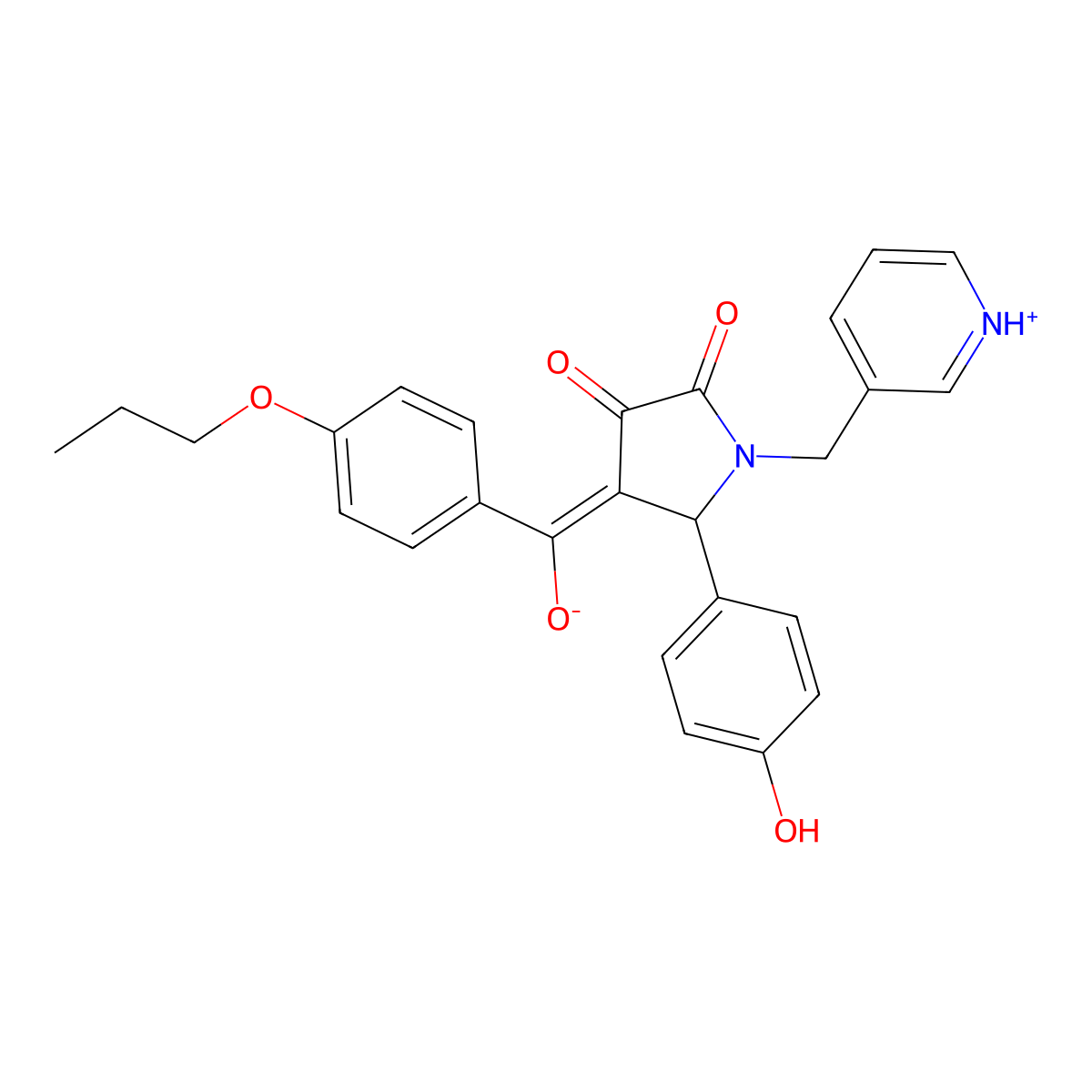 3-hydroxy-5-(4-hydroxyphenyl)-4-(4-propoxybenzoyl)-1-[(pyridin-3-yl)methyl]-2,5-dihydro-1H-pyrrol-2-one molecular structure, CAS 848690-11-9