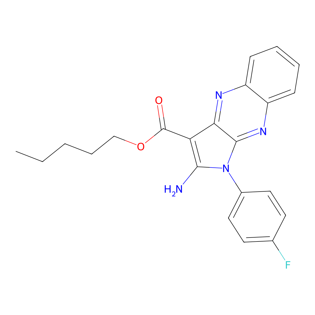 pentyl 2-amino-1-(4-fluorophenyl)-1H-pyrrolo[2,3-b]quinoxaline-3-carboxylate molecular structure, CAS 848690-24-4
