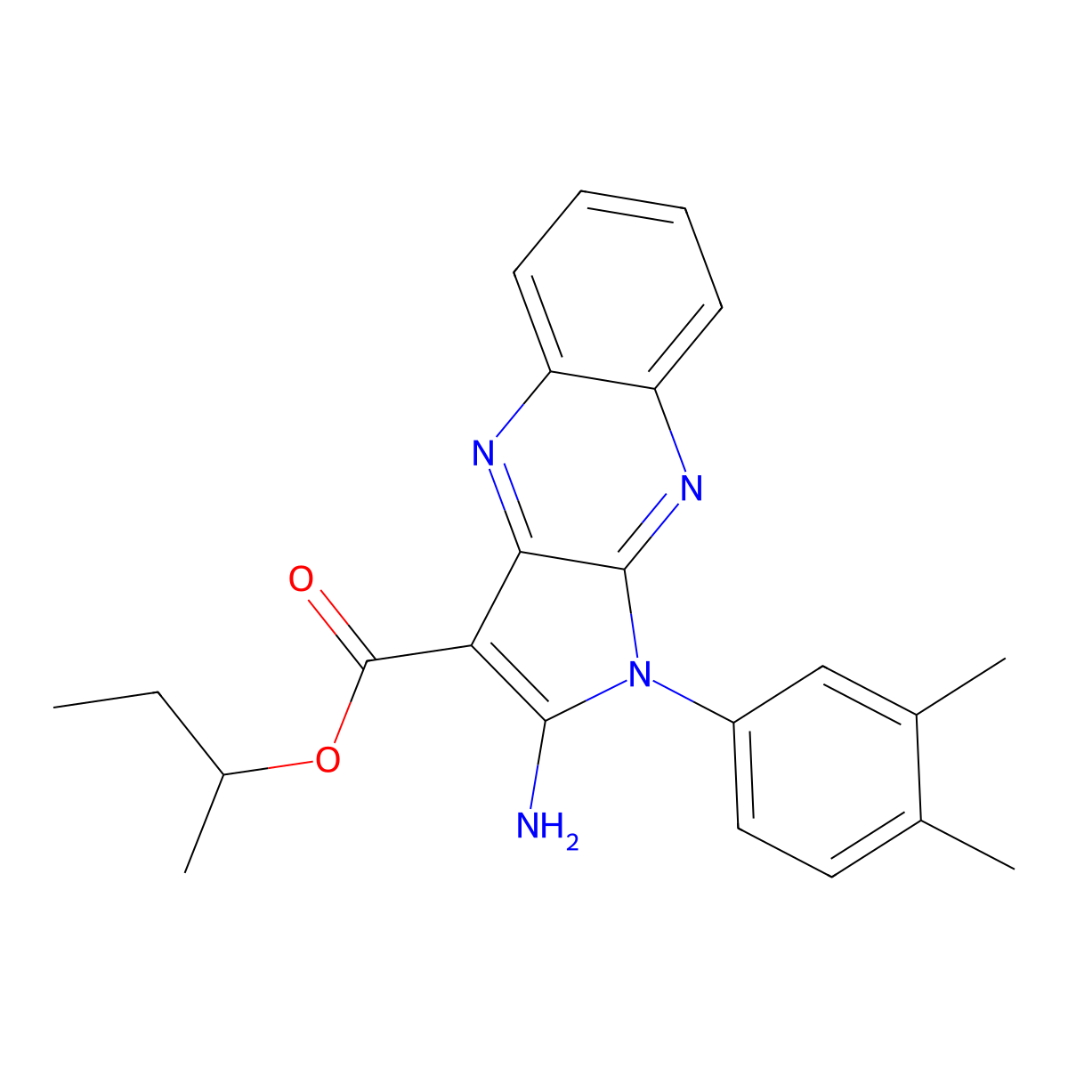 Butan-2-yl 2-amino-1-(3,4-dimethylphenyl)pyrrolo[3,2-b]quinoxaline-3-carboxylate molecular structure, CAS 848690-28-8