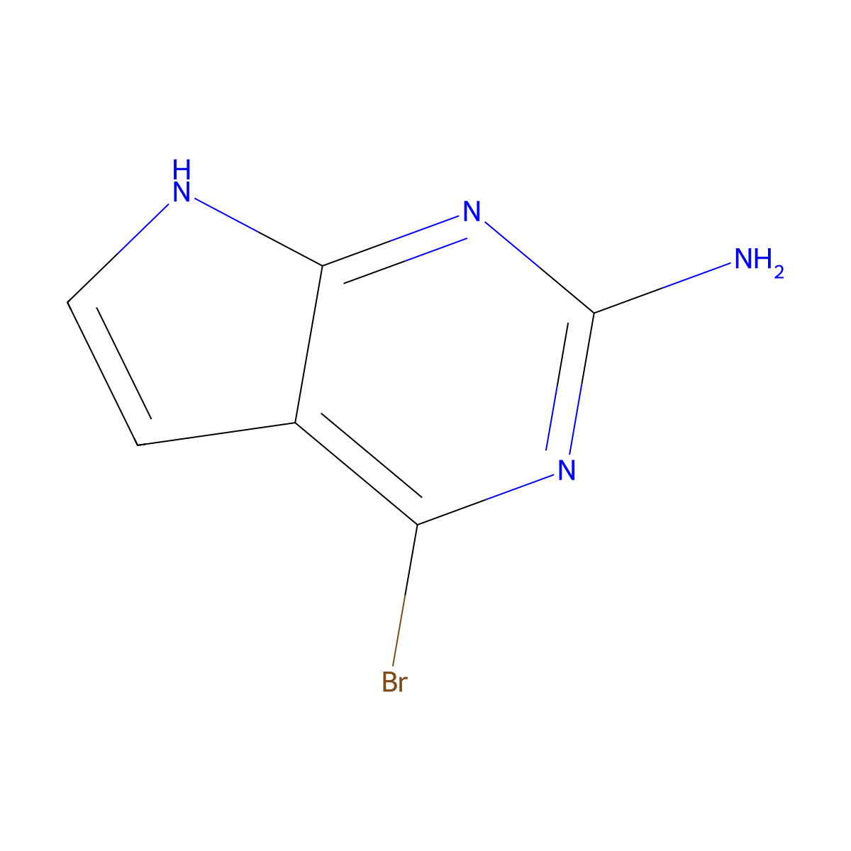 4-Bromo-7H-pyrrolo[2,3-d]pyrimidin-2-amine molecular structure, CAS 848694-32-6