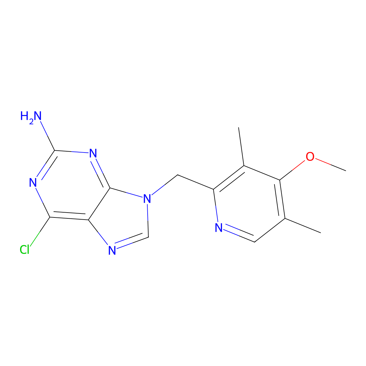 (6-Chloro-9-(4-methoxy-3,5-dimethylpyridin-2-ylmethyl)-9H-purin-2-yl)amine molecular structure, CAS 848695-25-0