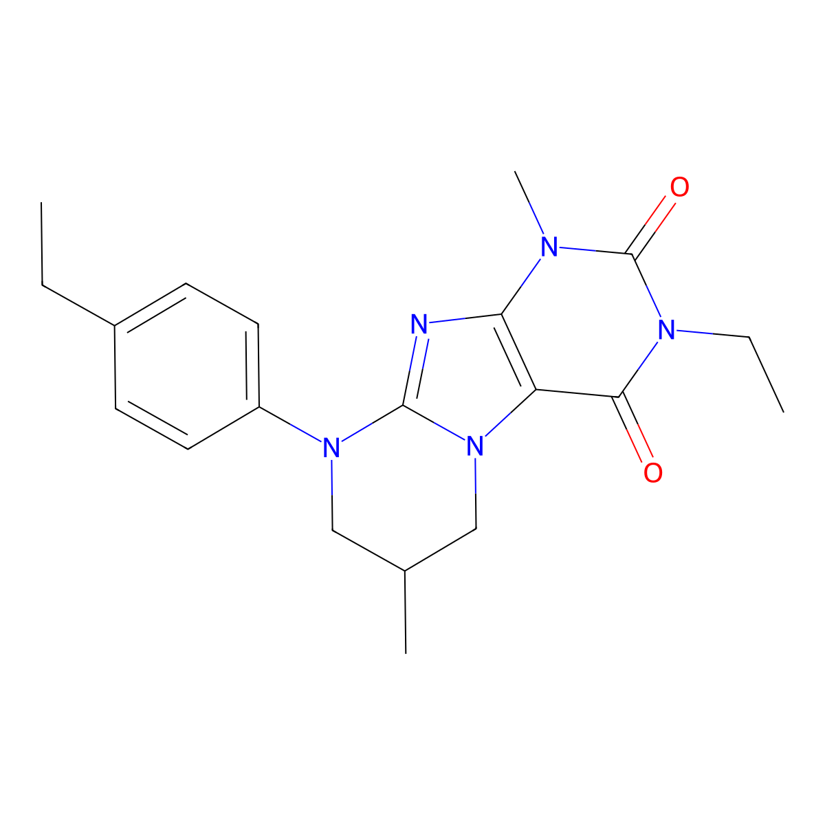 3-ethyl-9-(4-ethylphenyl)-1,7-dimethyl-7,8-dihydro-6H-purino[7,8-a]pyrimidine-2,4-dione molecular structure, CAS 848726-87-4