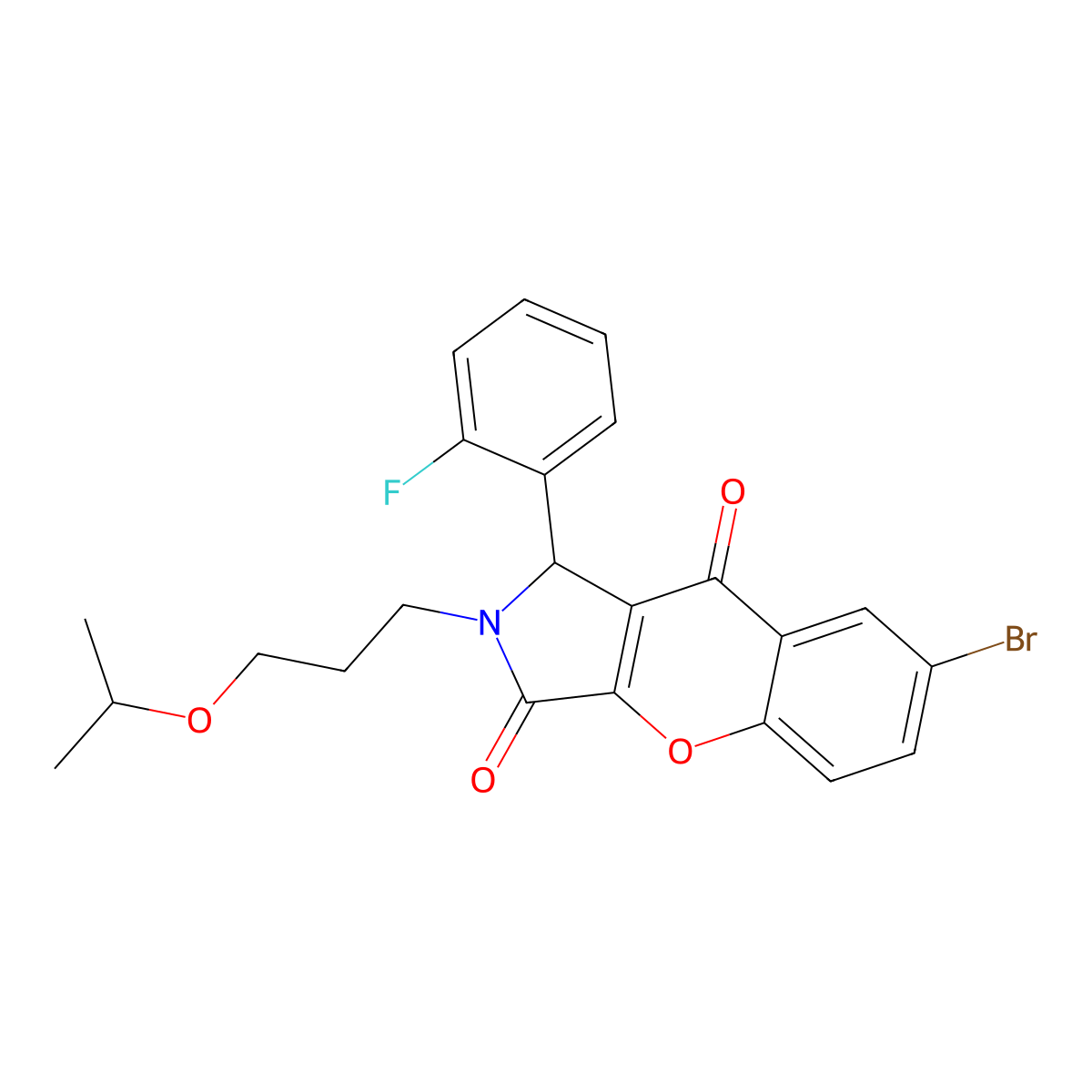 7-Bromo-1-(2-fluorophenyl)-2-(3-isopropoxypropyl)-1,2-dihydrochromeno[2,3-c]pyrrole-3,9-dione molecular structure, CAS 848726-94-3