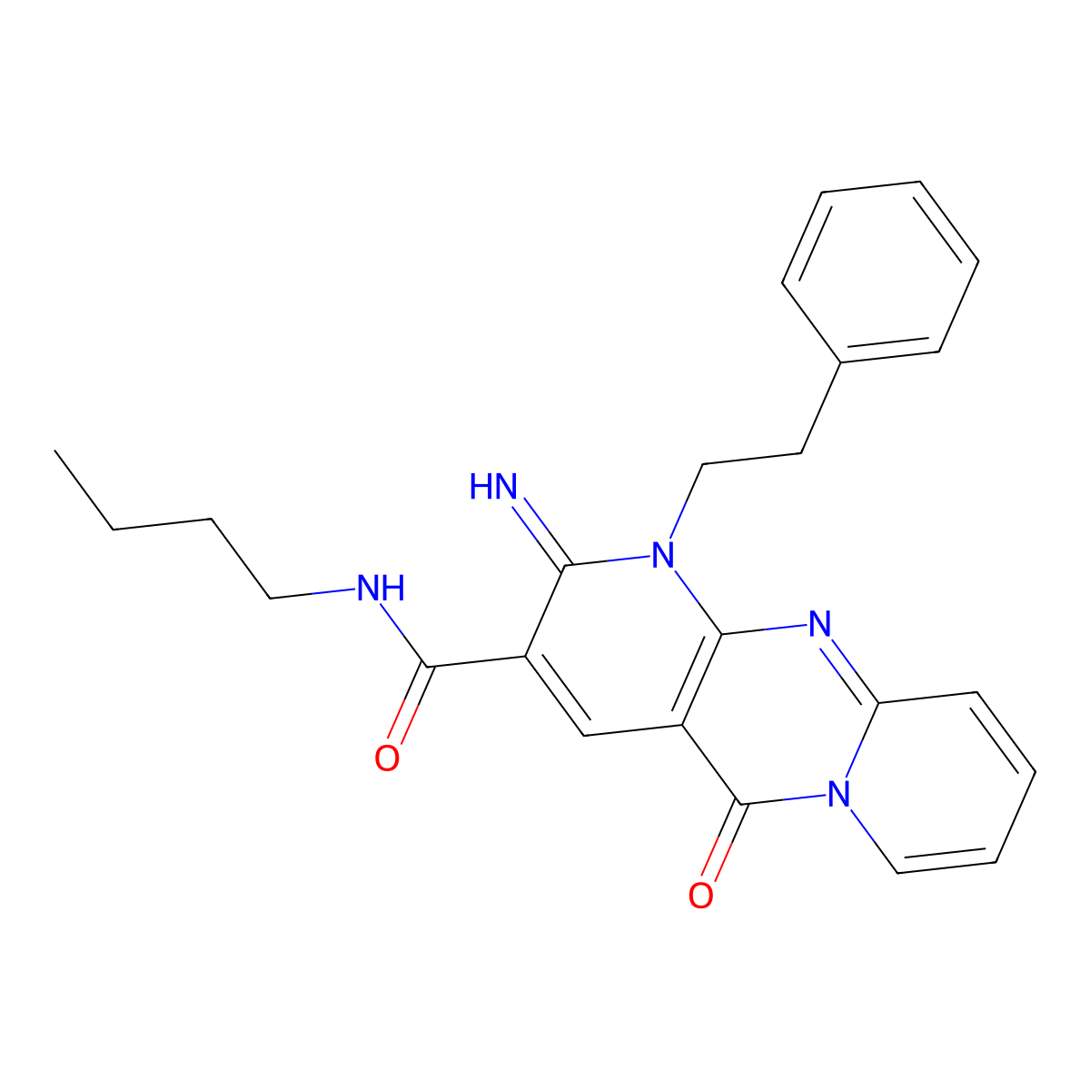 N-butyl-6-imino-2-oxo-7-(2-phenylethyl)-1,7,9-triazatricyclo[8.4.0.0^{3,8}]tetradeca-3(8),4,9,11,13-pentaene-5-carboxamide molecular structure, CAS 848727-13-9