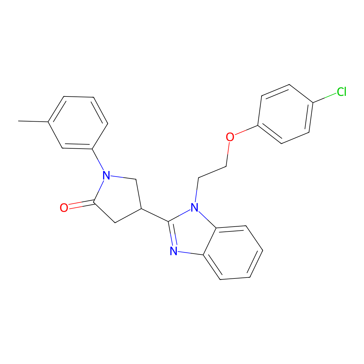 4-(1-(2-(4-chlorophenoxy)ethyl)-1H-benzo[d]imidazol-2-yl)-1-(m-tolyl)pyrrolidin-2-one molecular structure, CAS 848727-41-3