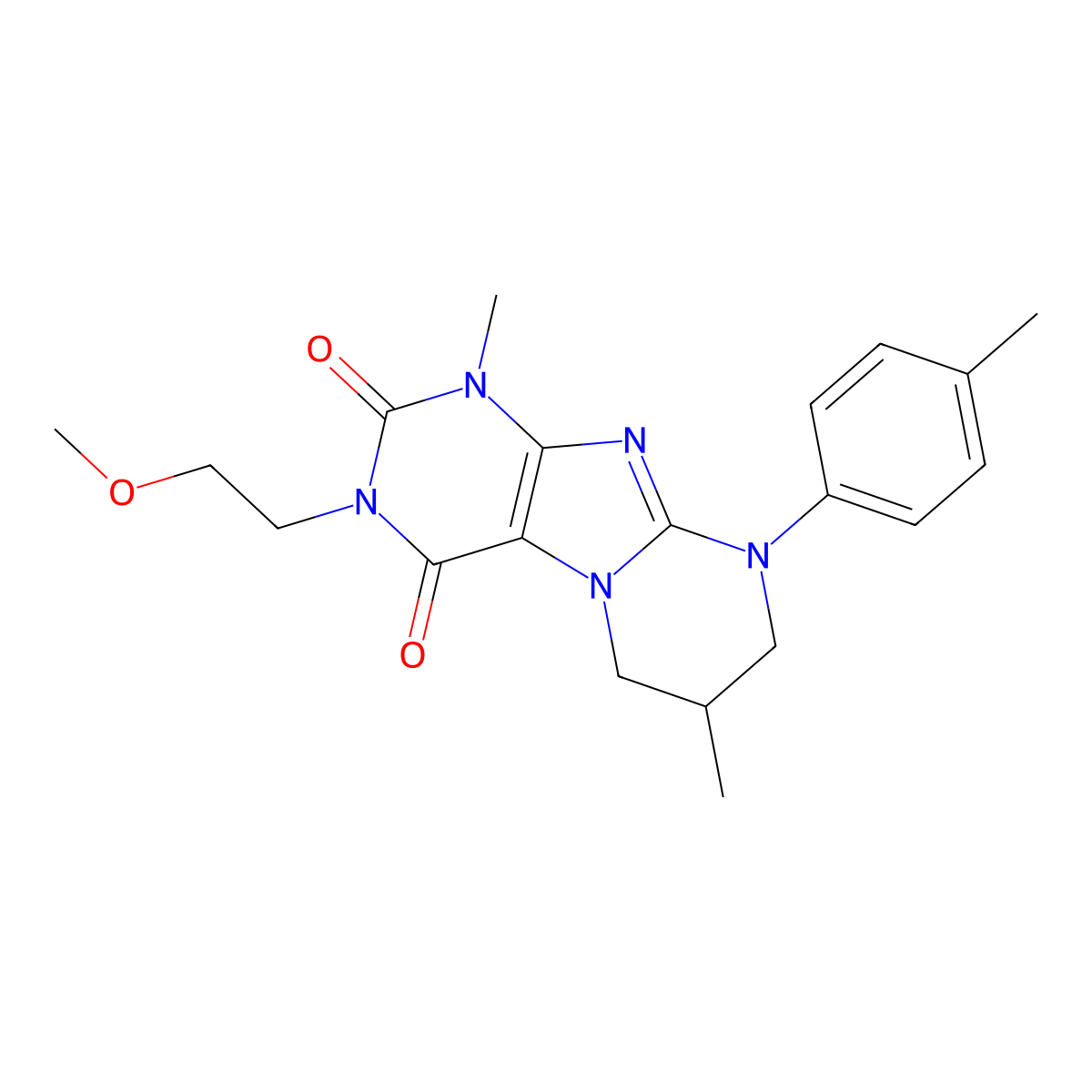 3-(2-methoxyethyl)-1,7-dimethyl-9-(4-methylphenyl)-7,8-dihydro-6H-purino[7,8-a]pyrimidine-2,4-dione molecular structure, CAS 848727-47-9