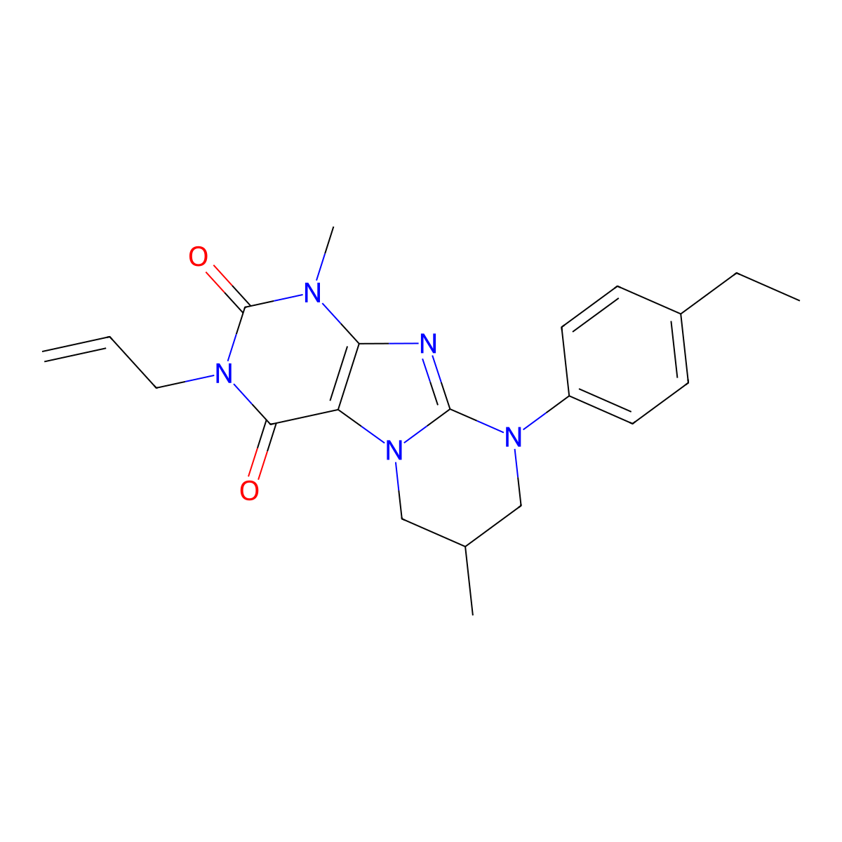 9-(4-ethylphenyl)-1,7-dimethyl-3-prop-2-enyl-7,8-dihydro-6H-purino[7,8-a]pyrimidine-2,4-dione molecular structure, CAS 848727-59-3