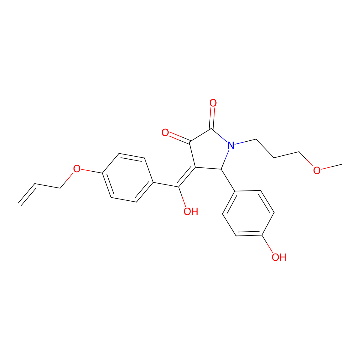3-hydroxy-5-(4-hydroxyphenyl)-1-(3-methoxypropyl)-4-[4-(prop-2-en-1-yloxy)benzoyl]-2,5-dihydro-1H-pyrrol-2-one molecular structure, CAS 848727-81-1