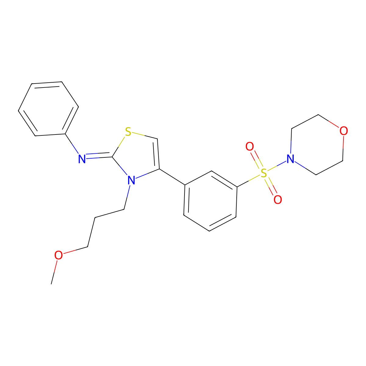N-[(2Z)-3-(3-methoxypropyl)-4-[3-(morpholin-4-ylsulfonyl)phenyl]-1,3-thiazol-2(3H)-ylidene]aniline molecular structure, CAS 848727-92-4
