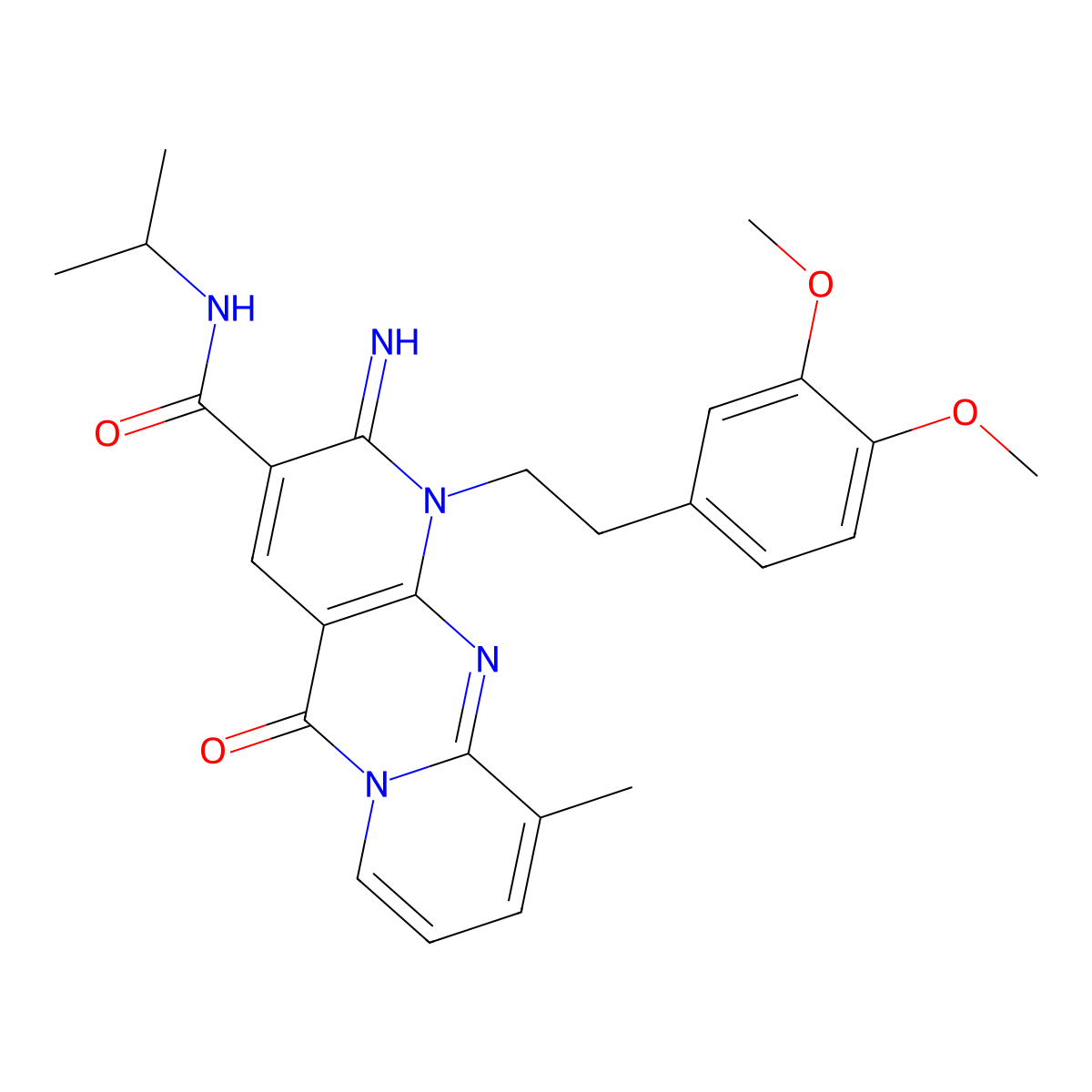 1-[2-(3,4-dimethoxyphenyl)ethyl]-2-imino-N-isopropyl-10-methyl-5-oxo-1,5-dihydro-2H-dipyrido[1,2-a:2,3-d]pyrimidine-3-carboxamide molecular structure, CAS 848728-56-3