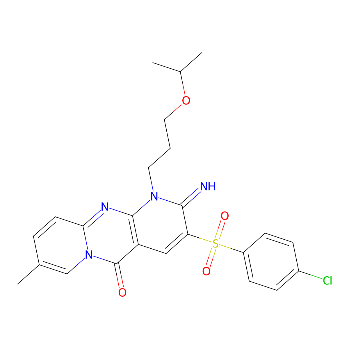 3-[(4-chlorophenyl)sulfonyl]-2-imino-8-methyl-1-[3-(propan-2-yloxy)propyl]-1,2-dihydro-5H-dipyrido[1,2-a:2',3'-d]pyrimidin-5-one molecular structure, CAS 848728-96-1