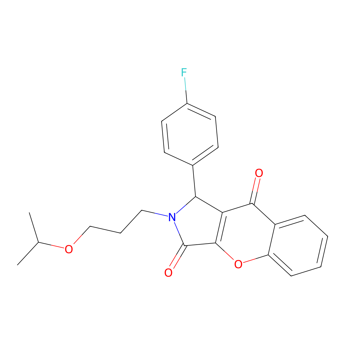1-(4-Fluorophenyl)-2-(3-isopropoxypropyl)-1,2-dihydrochromeno[2,3-c]pyrrole-3,9-dione molecular structure, CAS 848729-67-9