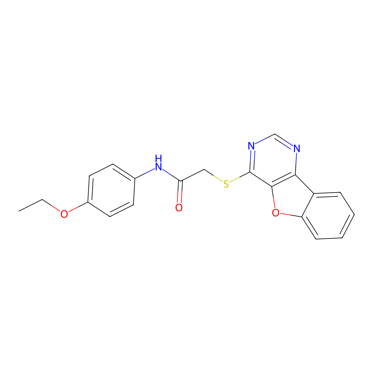 2-(benzofuro[3,2-d]pyrimidin-4-ylthio)-N-(4-ethoxyphenyl)acetamide molecular structure, CAS 848729-90-8