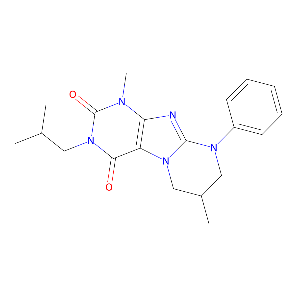 1,7-dimethyl-3-(2-methylpropyl)-9-phenyl-7,8-dihydro-6H-purino[7,8-a]pyrimidine-2,4-dione molecular structure, CAS 848730-49-4