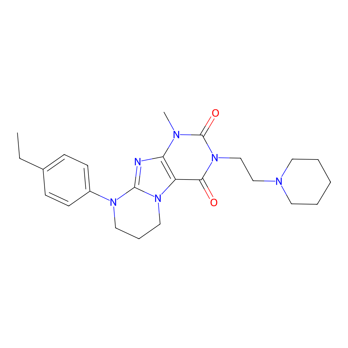9-(4-ethylphenyl)-1-methyl-3-(2-piperidin-1-ylethyl)-7,8-dihydro-6H-purino[7,8-a]pyrimidine-2,4-dione molecular structure, CAS 848730-54-1