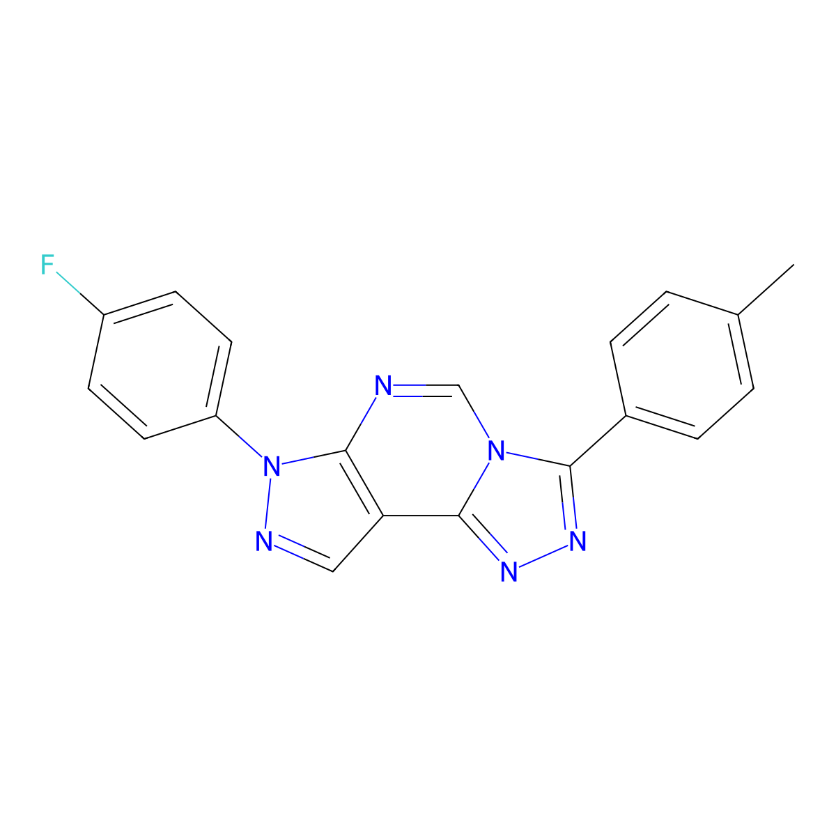 7-(4-fluorophenyl)-3-(4-methylphenyl)-7H-pyrazolo[4,3-e][1,2,4]triazolo[4,3-c]pyrimidine molecular structure, CAS 848730-55-2