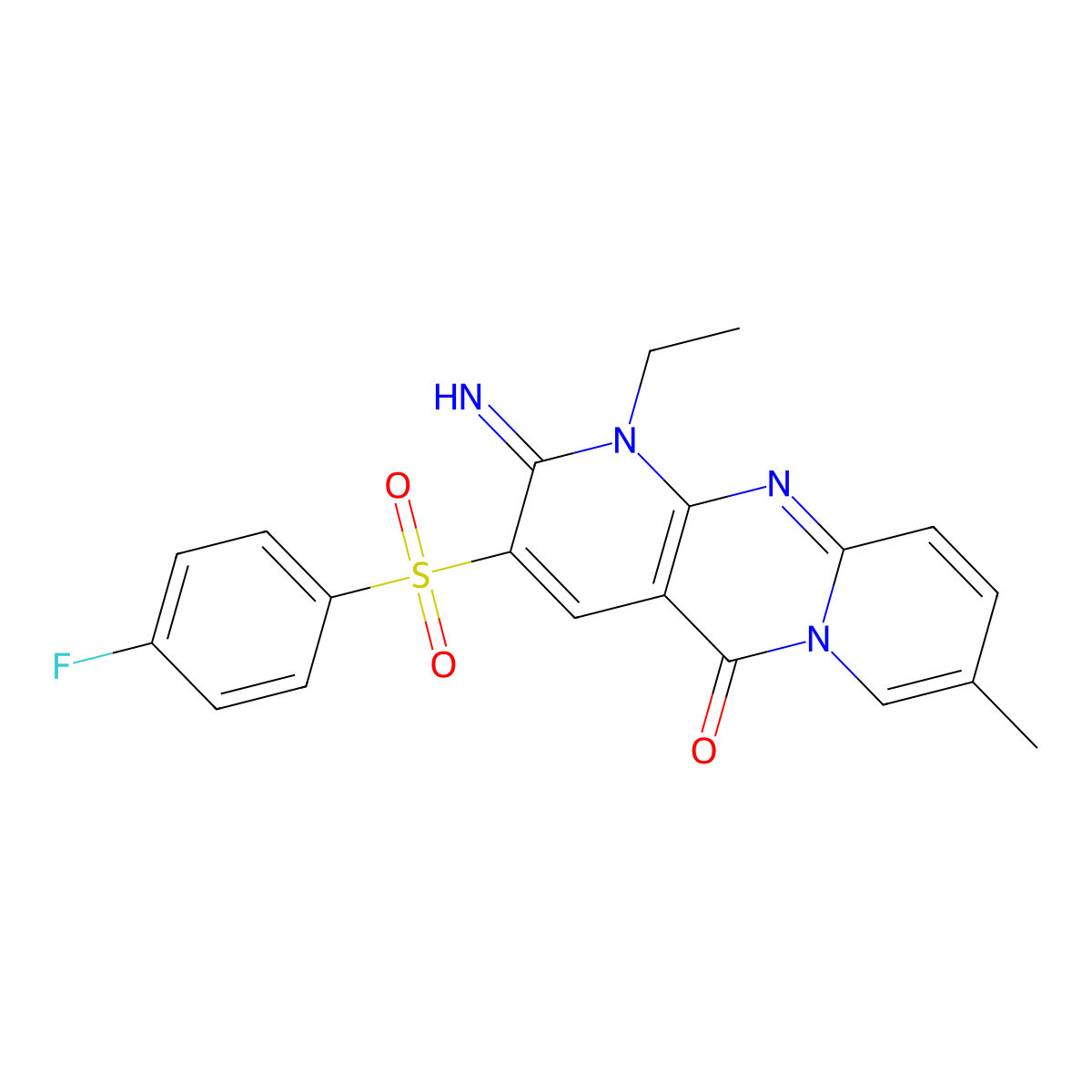 1-ethyl-3-((4-fluorophenyl)sulfonyl)-2-imino-8-methyl-1H-dipyrido[1,2-a:2',3'-d]pyrimidin-5(2H)-one molecular structure, CAS 848730-77-8