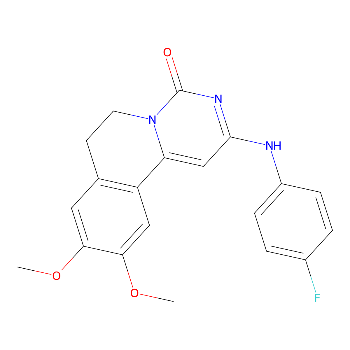2-(4-Fluoroanilino)-9,10-dimethoxy-6,7-dihydropyrimido[6,1-a]isoquinolin-4-one molecular structure, CAS 848730-84-7