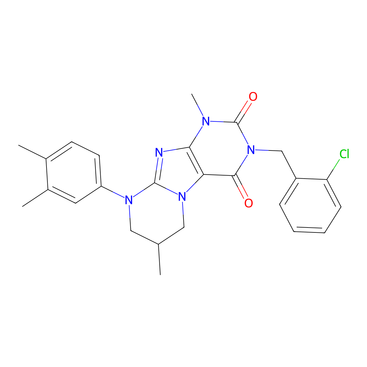 3-[(2-chlorophenyl)methyl]-9-(3,4-dimethylphenyl)-1,7-dimethyl-7,8-dihydro-6H-purino[7,8-a]pyrimidine-2,4-dione molecular structure, CAS 848730-89-2