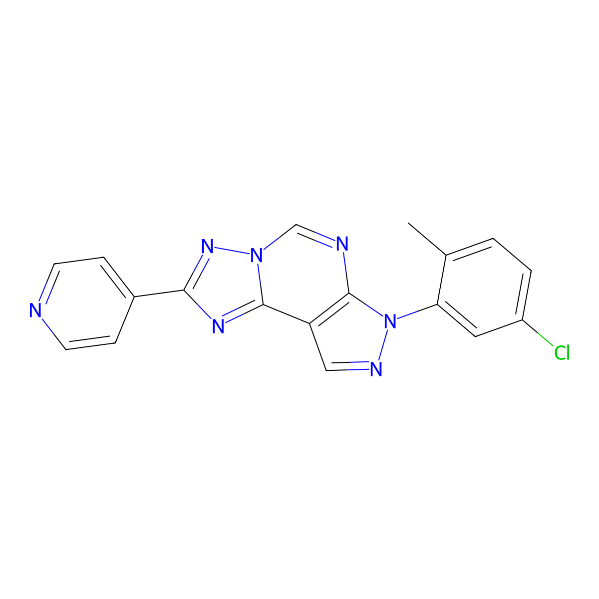 3-(5-Chloro-2-methylphenyl)-8-(4-pyridyl)-6-hydropyrazolo[5,4-d]1,2,4-triazolo [1,5-e]pyrimidine molecular structure, CAS 848731-00-0