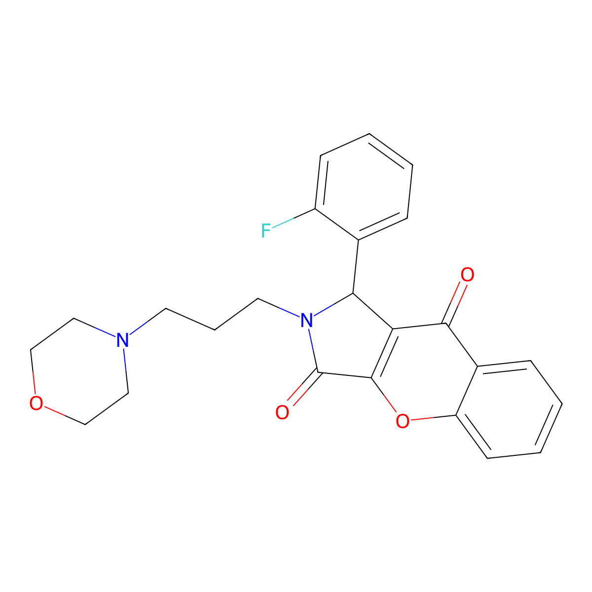 1-(2-Fluorophenyl)-2-(3-morpholinopropyl)-1,2-dihydrochromeno[2,3-c]pyrrole-3,9-dione molecular structure, CAS 848731-29-3