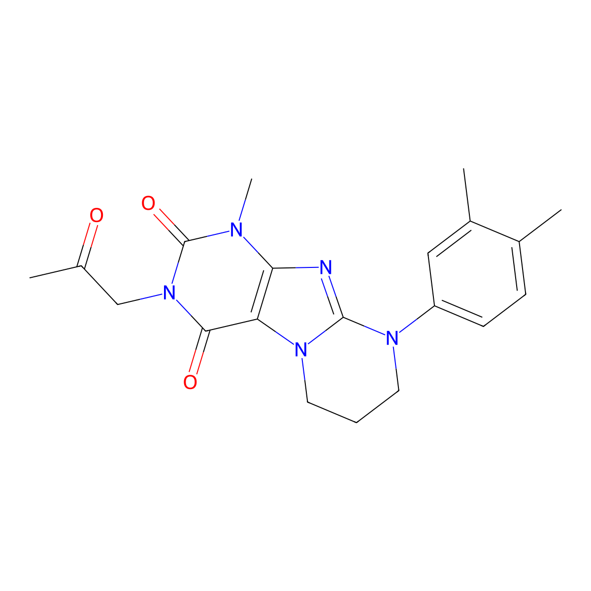 9-(3,4-dimethylphenyl)-1-methyl-3-(2-oxopropyl)-7,8-dihydro-6H-purino[7,8-a]pyrimidine-2,4-dione molecular structure, CAS 848731-30-6