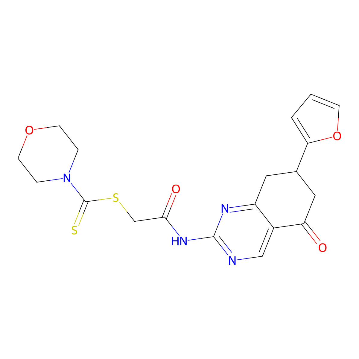 2-{[7-(Furan-2-yl)-5-oxo-5,6,7,8-tetrahydroquinazolin-2-yl]amino}-2-oxoethyl morpholine-4-carbodithioate molecular structure, CAS 848732-08-1