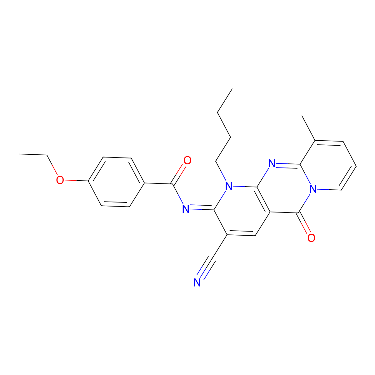 (E)-N-(1-butyl-3-cyano-10-methyl-5-oxo-1H-dipyrido[1,2-a:2',3'-d]pyrimidin-2(5H)-ylidene)-4-ethoxybenzamide molecular structure, CAS 848732-10-5