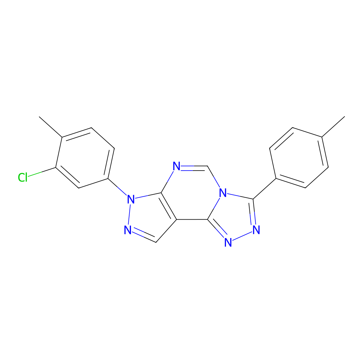 7-(3-chloro-4-methylphenyl)-3-(4-methylphenyl)-7H-pyrazolo[4,3-e][1,2,4]triazolo[4,3-c]pyrimidine molecular structure, CAS 848732-18-3