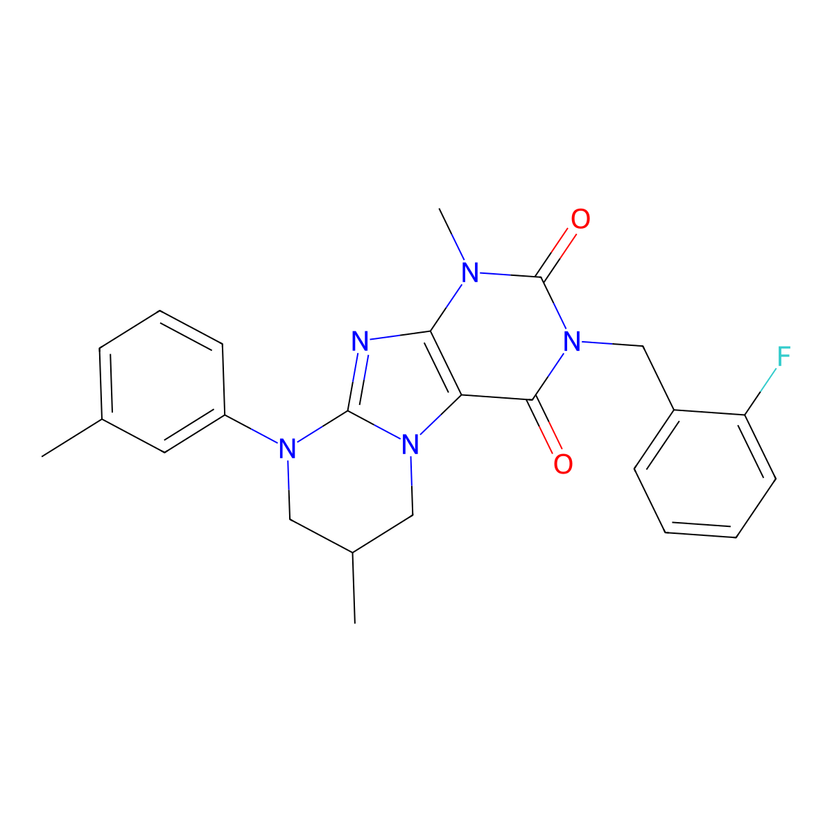 3-[(2-fluorophenyl)methyl]-1,7-dimethyl-9-(3-methylphenyl)-7,8-dihydro-6H-purino[7,8-a]pyrimidine-2,4-dione molecular structure, CAS 848733-12-0