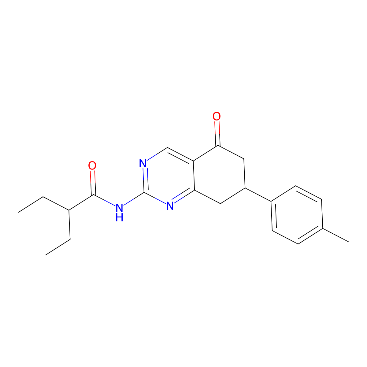 2-ethyl-N-[7-(4-methylphenyl)-5-oxo-5,6,7,8-tetrahydroquinazolin-2-yl]butanamide molecular structure, CAS 848733-15-3
