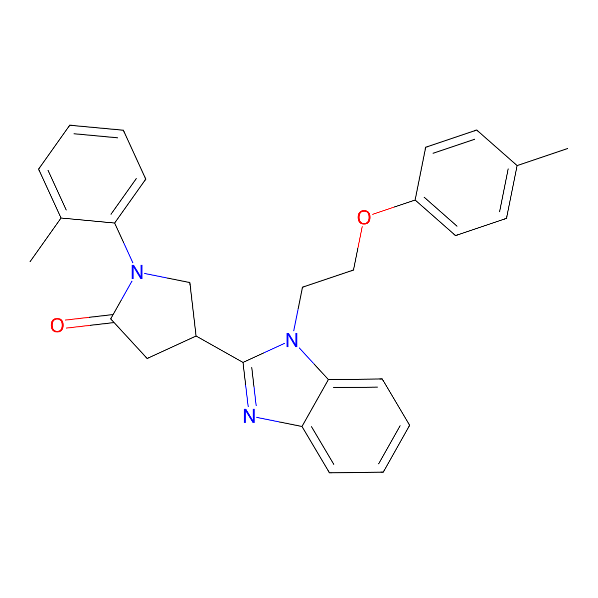 1-(o-tolyl)-4-(1-(2-(p-tolyloxy)ethyl)-1H-benzo[d]imidazol-2-yl)pyrrolidin-2-one molecular structure, CAS 848733-25-5