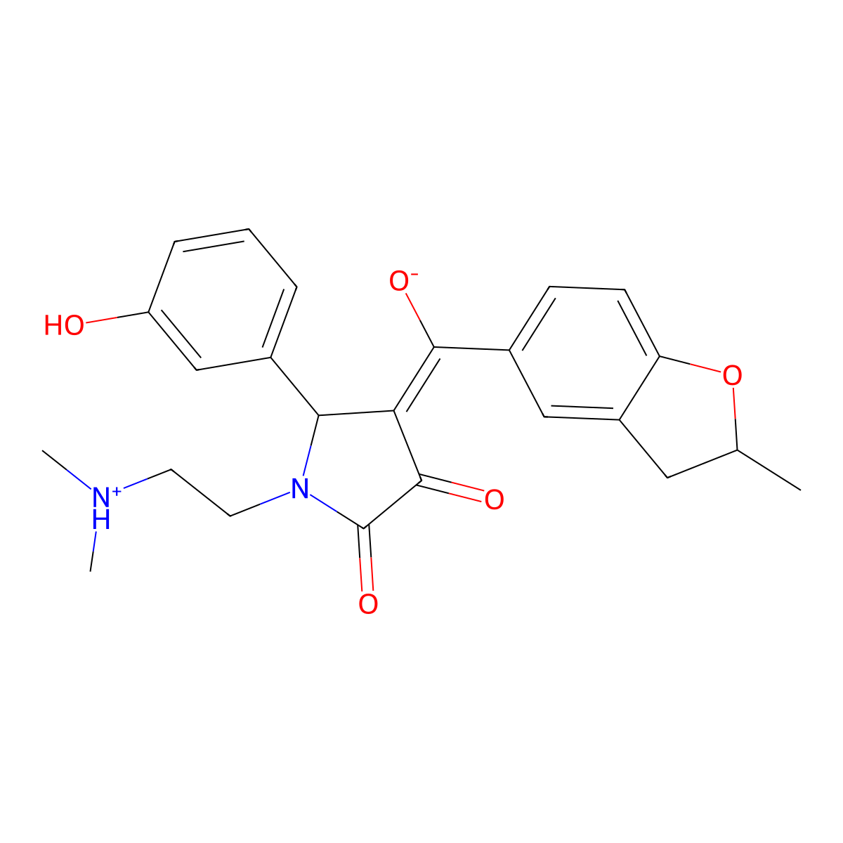 1-[2-(dimethylamino)ethyl]-3-hydroxy-5-(3-hydroxyphenyl)-4-(2-methyl-2,3-dihydro-1-benzofuran-5-carbonyl)-2,5-dihydro-1H-pyrrol-2-one molecular structure, CAS 848733-41-5